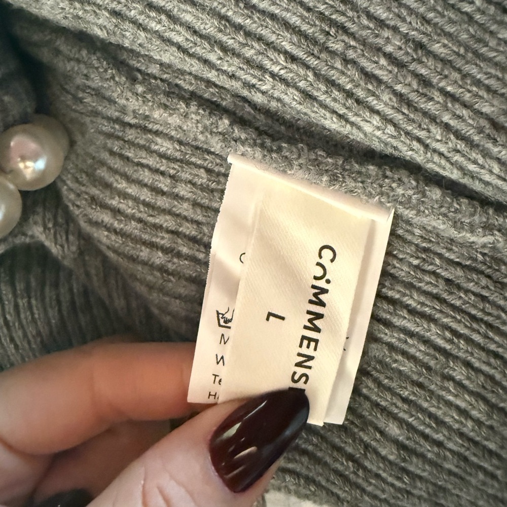 Commense Pearl Trim Ripped Hem Cardigan - Picture 14 of 16